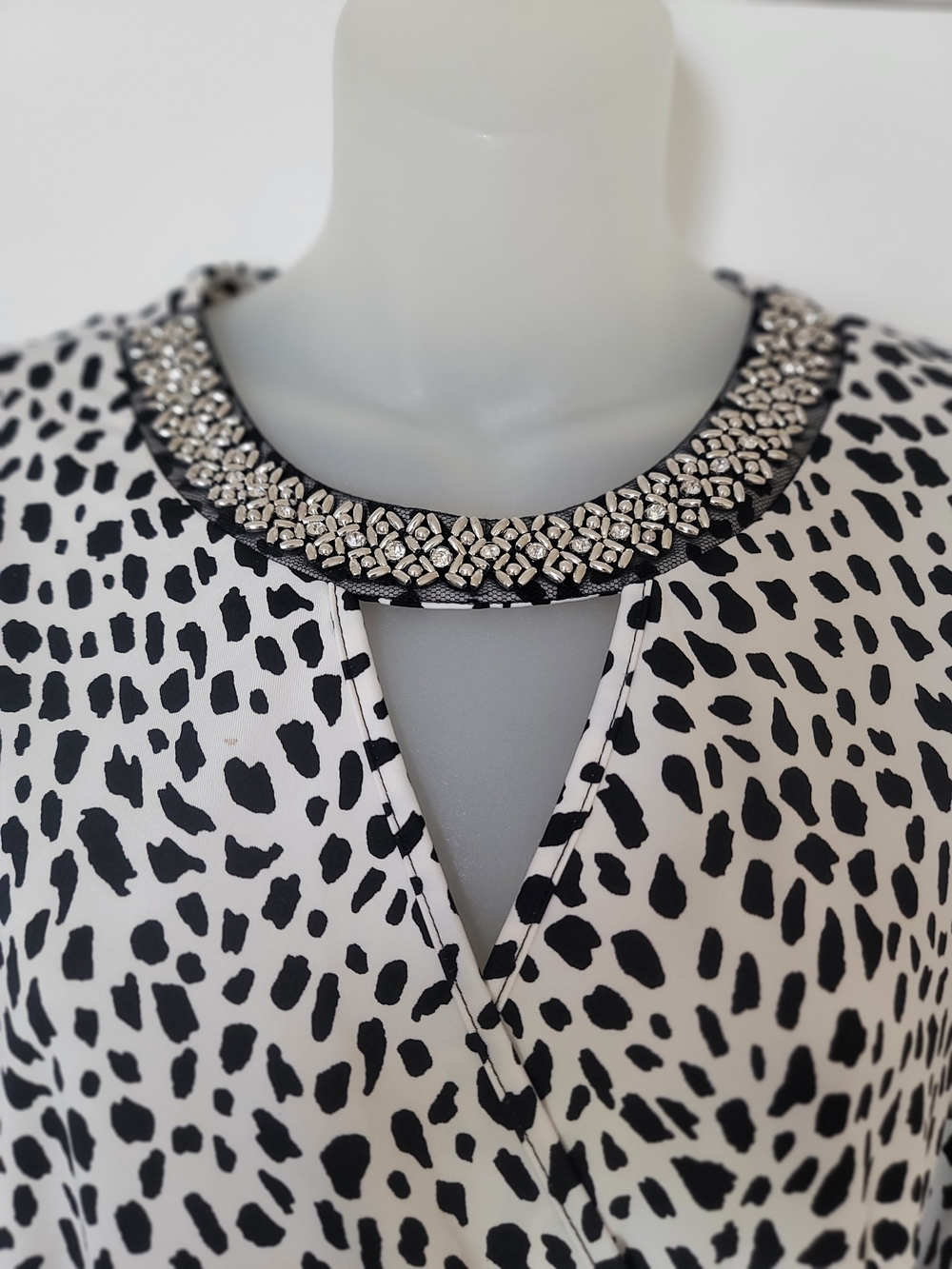 PerSeption Concept Black & White Leopard-Print Wrap Tunic with Jeweled Neckline